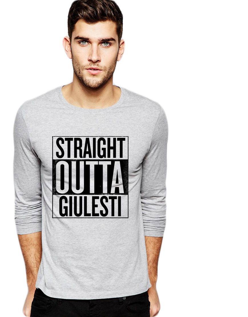 Bluza barbati gri cu text negru - Straight Outta Giulesti - CATEGORIE